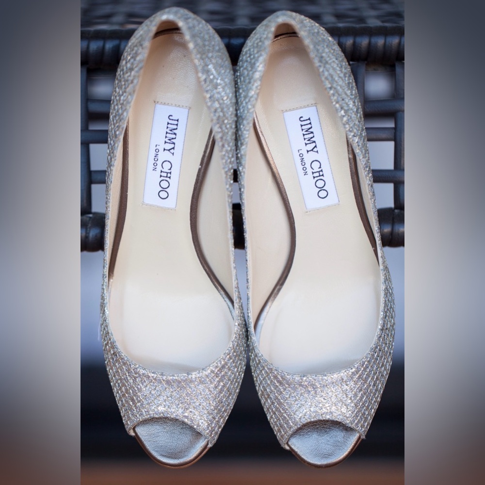 Jimmy Choo Glittering Silver Heels